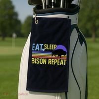 Eat Sleep Bison Repeat Golf Towel thumb 2