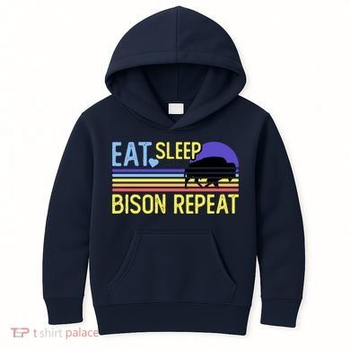 Eat Sleep Bison Repeat Kids Hoodie