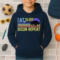 Eat Sleep Bison Repeat Kids Hoodie thumb 2