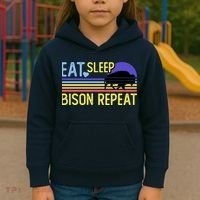 Eat Sleep Bison Repeat Kids Hoodie thumb 3