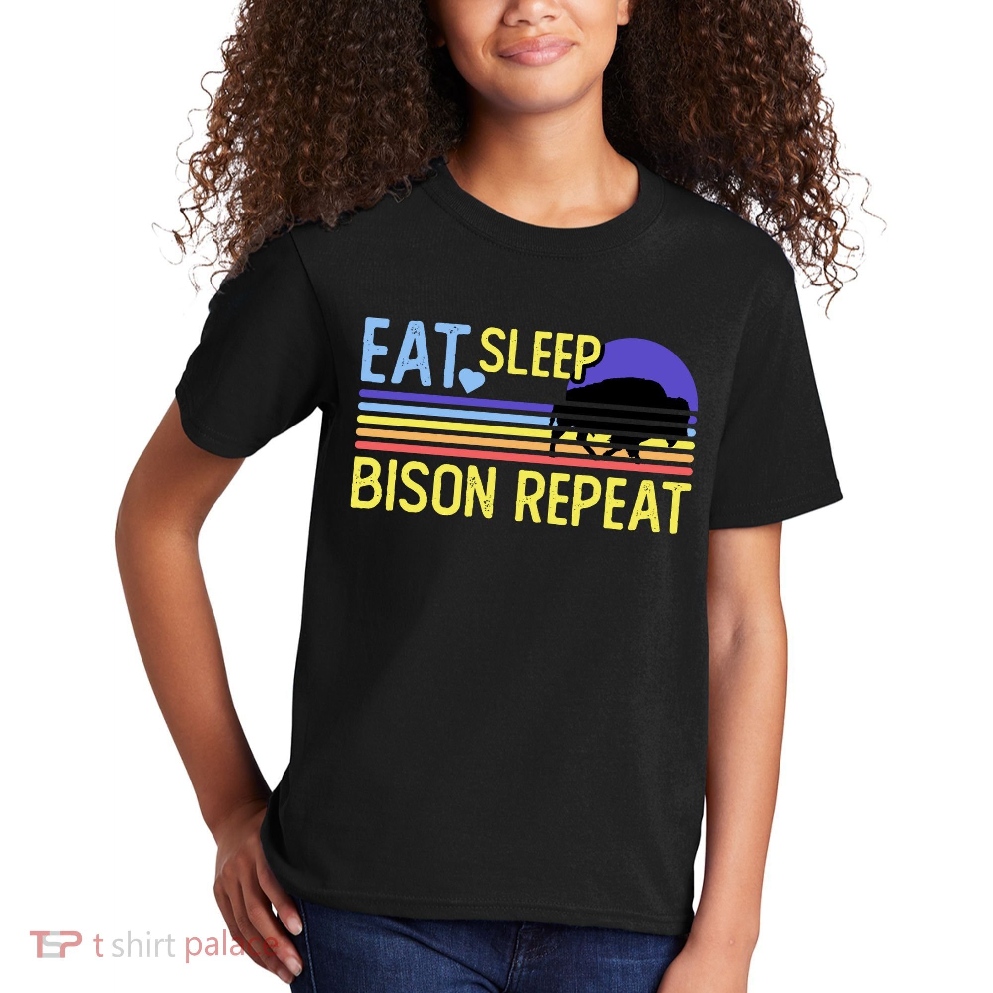 Eat Sleep Bison Repeat Kids T-Shirt