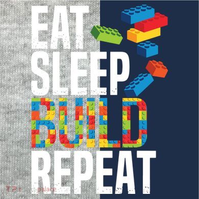 Eat Sleep Build Repeat Building Blocks Bricks Master Builder Kids Colorblock Raglan Jersey
