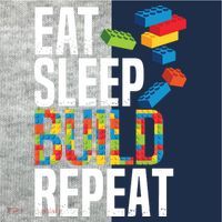 Eat Sleep Build Repeat Building Blocks Bricks Master Builder Kids Colorblock Raglan Jersey thumb 2