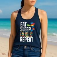 Eat Sleep Build Repeat Building Blocks Bricks Master Builder Women's Tank Top thumb 2
