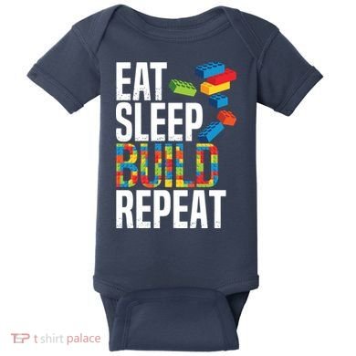 Eat Sleep Build Repeat Building Blocks Bricks Master Builder Baby Bodysuit