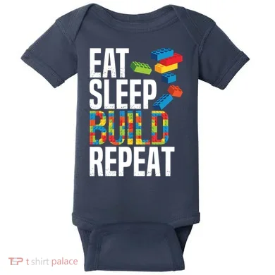 Eat Sleep Build Repeat Building Blocks Bricks Master Builder Baby Bodysuit