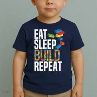 Eat Sleep Build Repeat Building Blocks Bricks Master Builder Toddler T-Shirt thumb 2