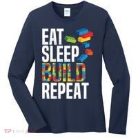 Eat Sleep Build Repeat Building Blocks Bricks Master Builder Women's Long Sleeve Shirt thumb 0