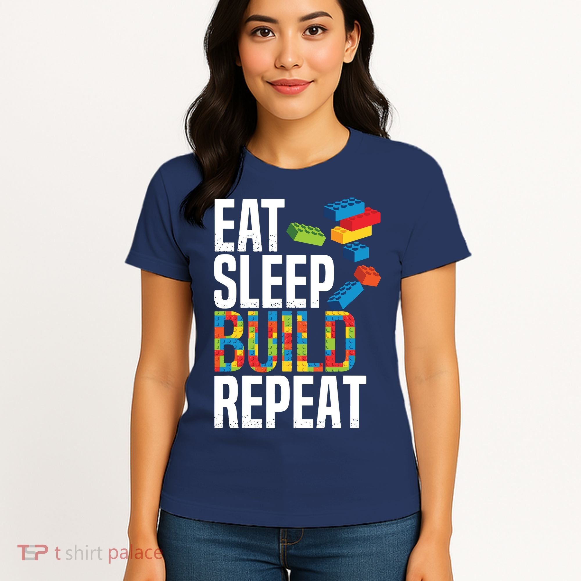 Eat Sleep Build Repeat Building Blocks Bricks Master Builder Women's T-Shirt