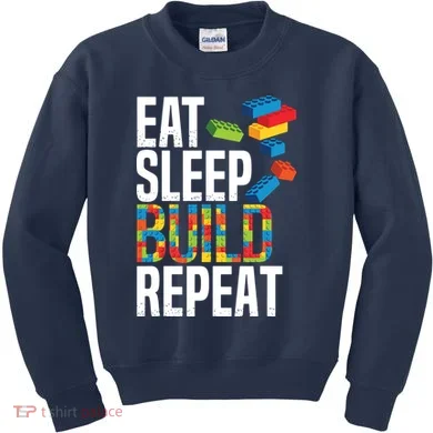 Eat Sleep Build Repeat Building Blocks Bricks Master Builder Kids Sweatshirt