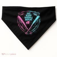 Eat Sleep Baseball Repeat Baseball Life Player Funny USA-Made Doggie Bandana thumb 0