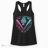 Eat Sleep Baseball Repeat Baseball Life Player Funny Women's Tank Top thumb 0