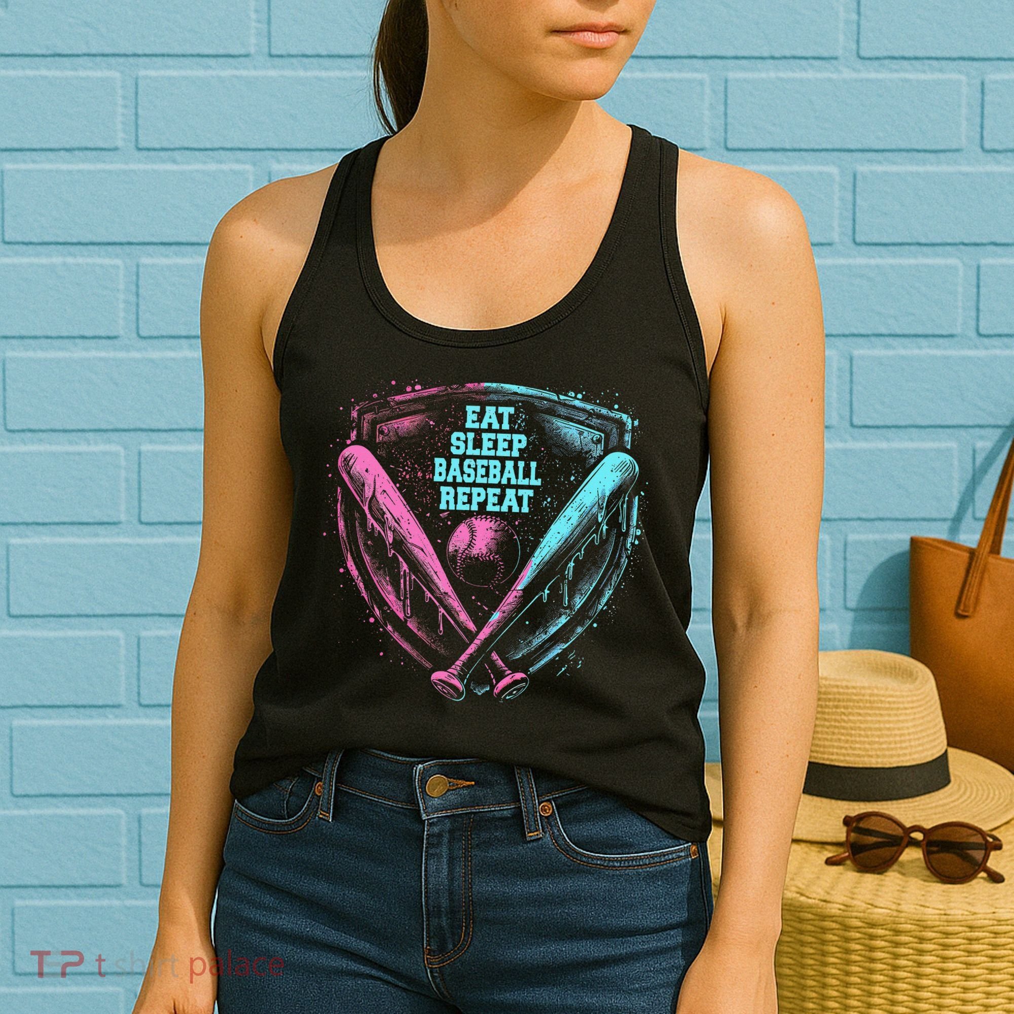 Eat Sleep Baseball Repeat Baseball Life Player Funny Women's Tank Top