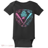 Eat Sleep Baseball Repeat Baseball Life Player Funny Baby Bodysuit thumb 0