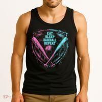 Eat Sleep Baseball Repeat Baseball Life Player Funny Tank Top thumb 3