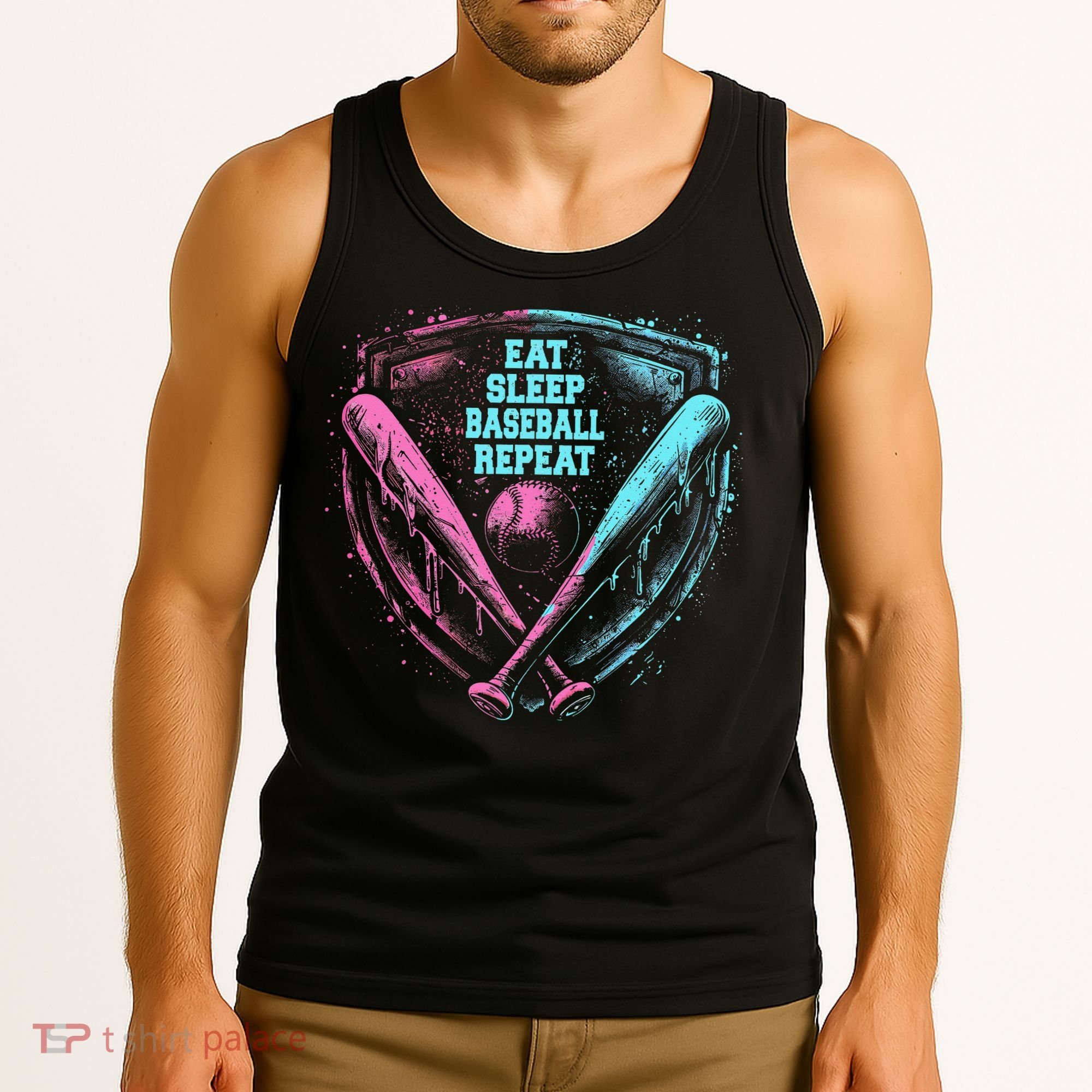 Eat Sleep Baseball Repeat Baseball Life Player Funny Tank Top