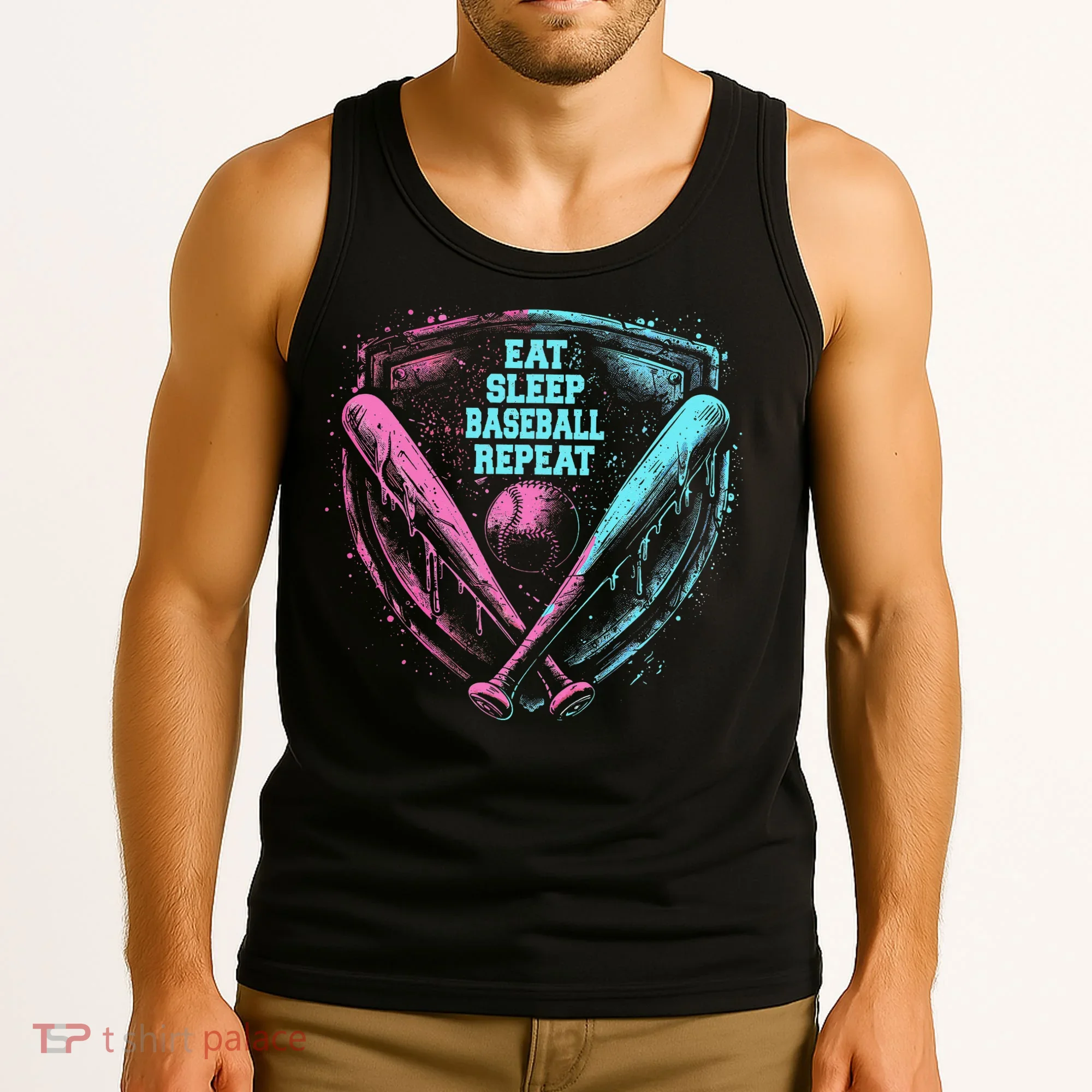 Eat Sleep Baseball Repeat Baseball Life Player Funny Tank Top