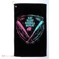 Eat Sleep Baseball Repeat Baseball Life Player Funny Golf Towel thumb 0