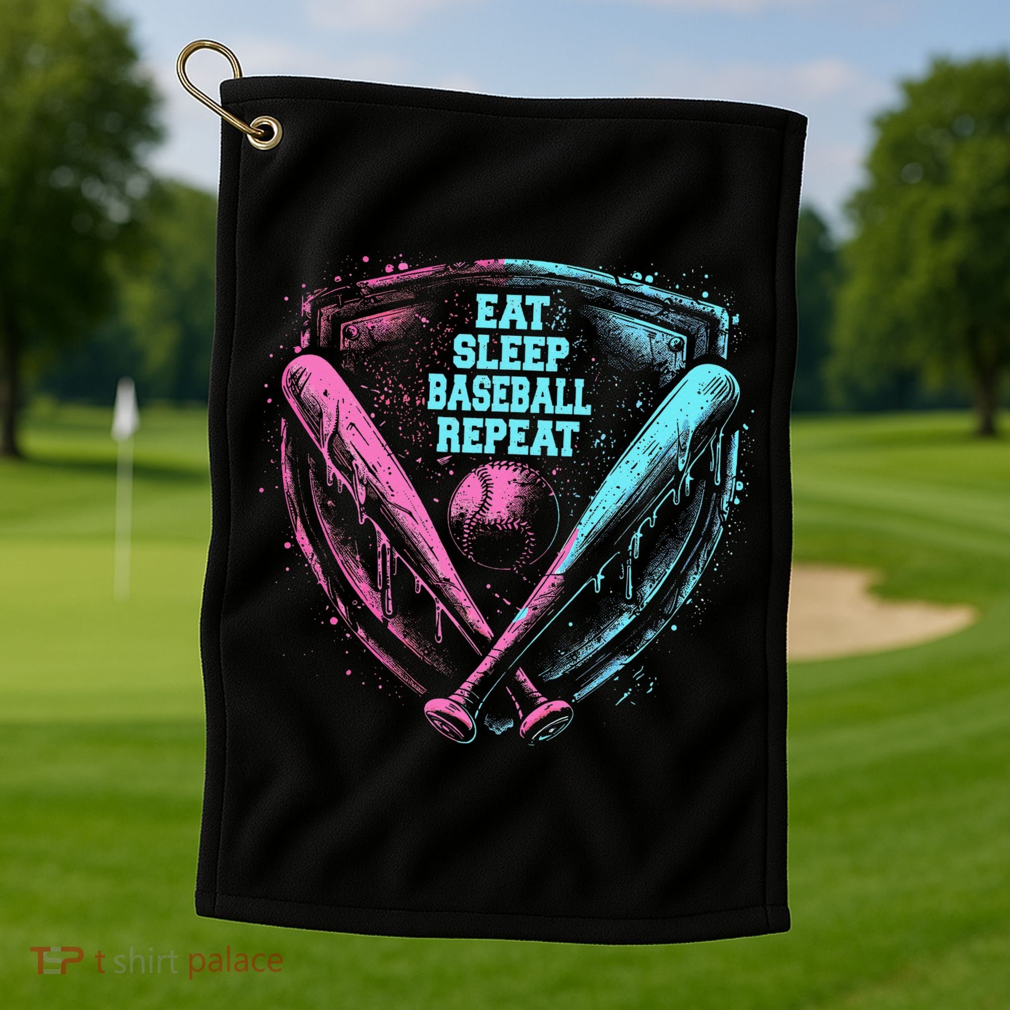 Eat Sleep Baseball Repeat Baseball Life Player Funny Golf Towel