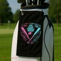 Eat Sleep Baseball Repeat Baseball Life Player Funny Golf Towel thumb 2