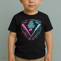 Eat Sleep Baseball Repeat Baseball Life Player Funny Toddler T-Shirt thumb 2
