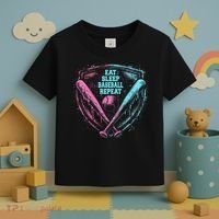 Eat Sleep Baseball Repeat Baseball Life Player Funny Toddler T-Shirt thumb 3