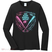 Eat Sleep Baseball Repeat Baseball Life Player Funny Women's Long Sleeve Shirt thumb 0