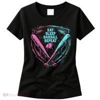 Eat Sleep Baseball Repeat Baseball Life Player Funny Women's T-Shirt thumb 0