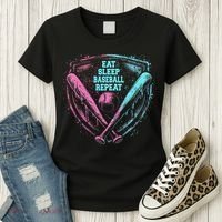 Eat Sleep Baseball Repeat Baseball Life Player Funny Women's T-Shirt thumb 3