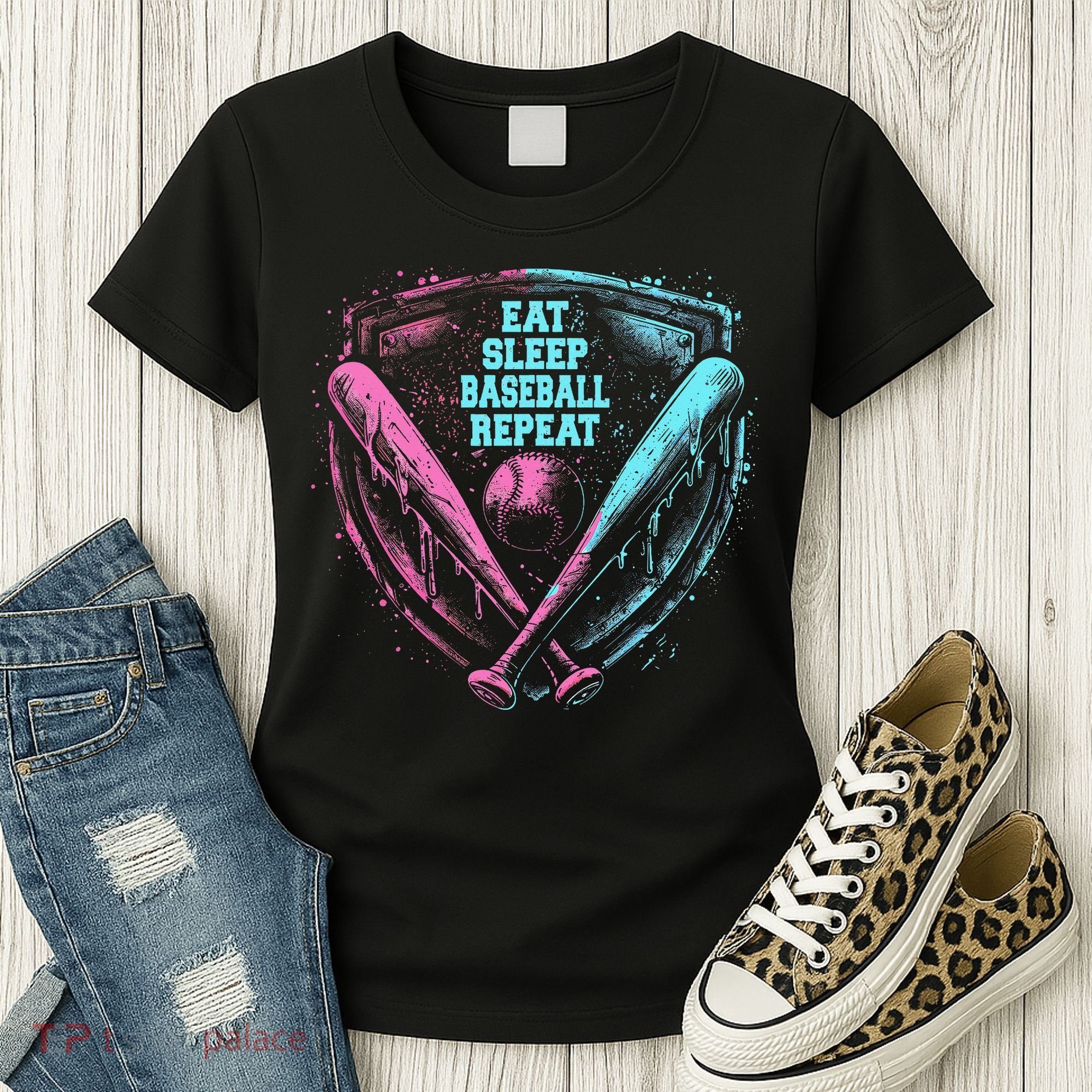 Eat Sleep Baseball Repeat Baseball Life Player Funny Women's T-Shirt