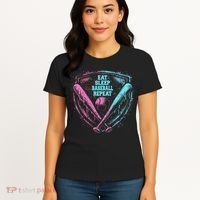 Eat Sleep Baseball Repeat Baseball Life Player Funny Women's T-Shirt thumb 4