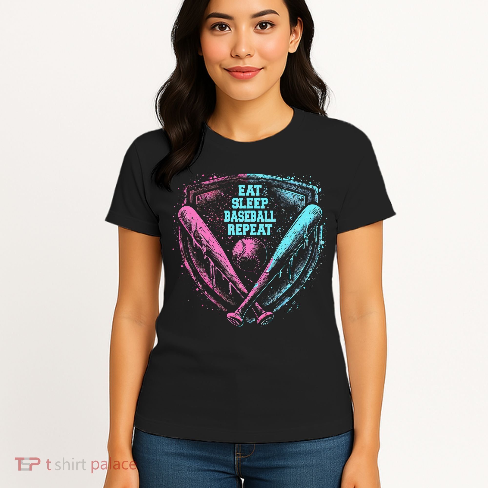 Eat Sleep Baseball Repeat Baseball Life Player Funny Women's T-Shirt
