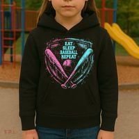 Eat Sleep Baseball Repeat Baseball Life Player Funny Kids Hoodie thumb 3