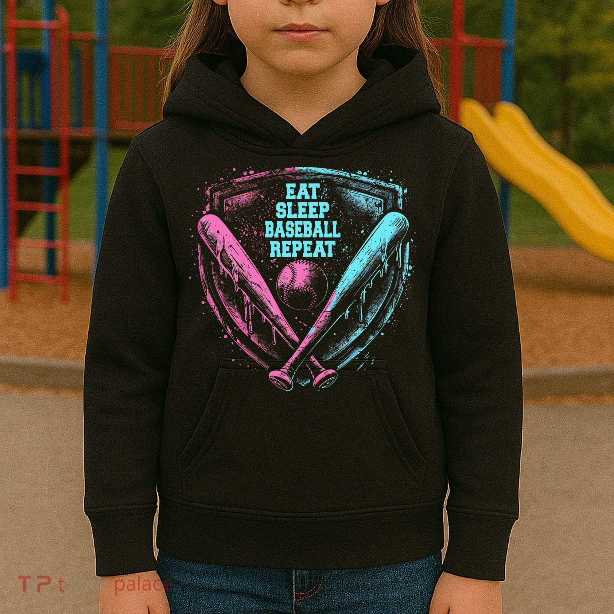 Eat Sleep Baseball Repeat Baseball Life Player Funny Kids Hoodie