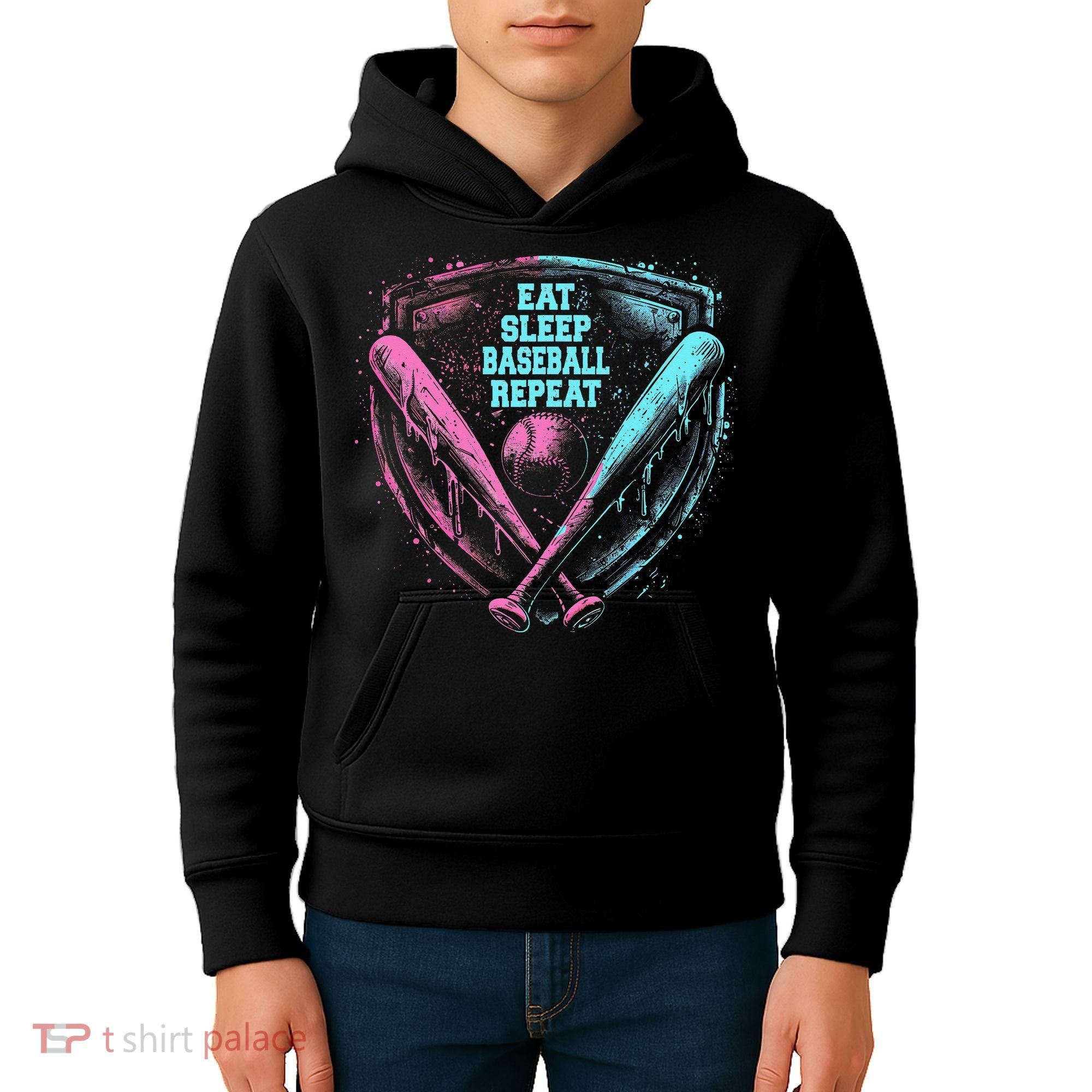 Eat Sleep Baseball Repeat Baseball Life Player Funny Kids Hoodie
