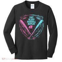 Eat Sleep Baseball Repeat Baseball Life Player Funny Kids Long Sleeve Shirt thumb 0