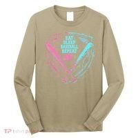 Eat Sleep Baseball Repeat Baseball Life Player Funny Long Sleeve Shirt thumb 0