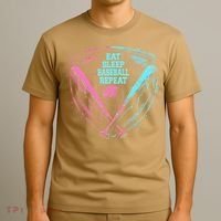 Eat Sleep Baseball Repeat Baseball Life Player Funny T-Shirt thumb 3