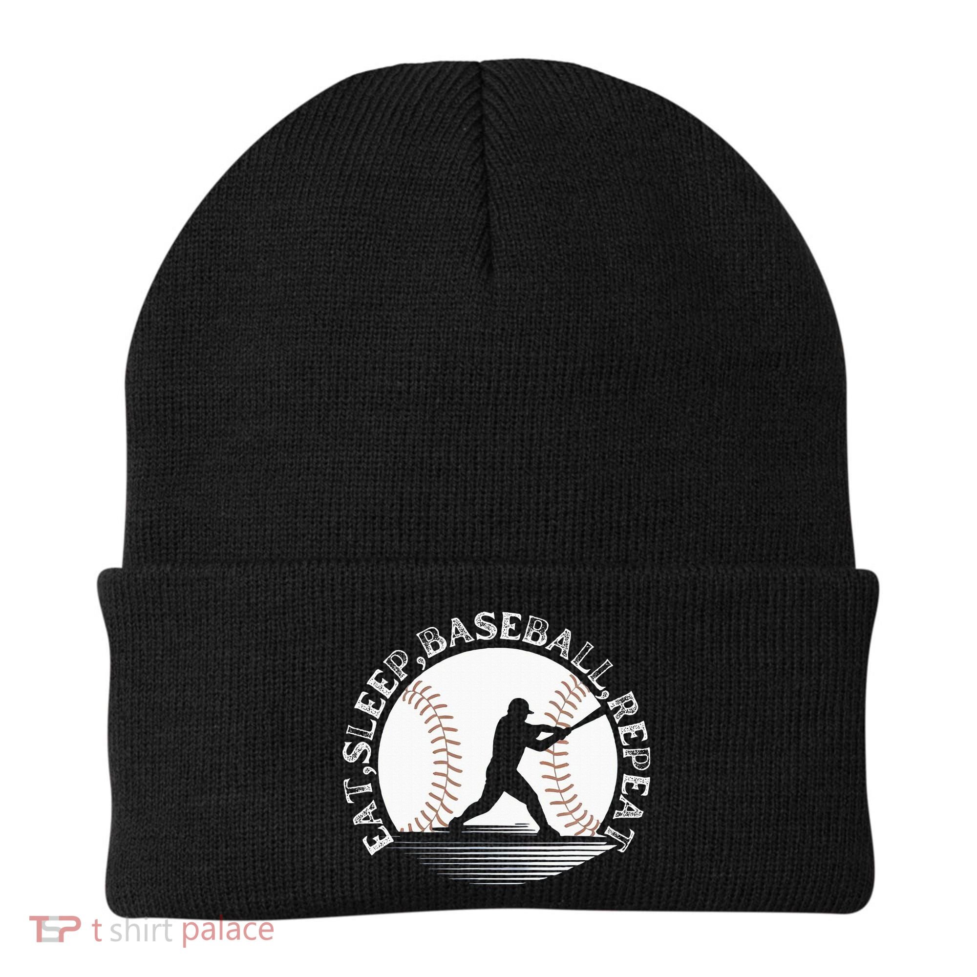Eat Sleep Baseball Repeat Baseball Player Beanie