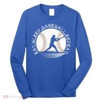 Eat Sleep Baseball Repeat Baseball Player Long Sleeve Shirt thumb 0