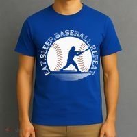 Eat Sleep Baseball Repeat Baseball Player T-Shirt thumb 3
