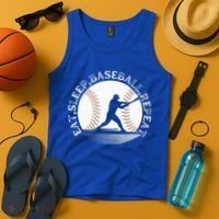 Eat Sleep Baseball Repeat Baseball Player Tank Top thumb 4
