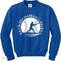 Eat Sleep Baseball Repeat Baseball Player Kids Sweatshirt thumb 0
