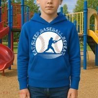 Eat Sleep Baseball Repeat Baseball Player Kids Hoodie thumb 2