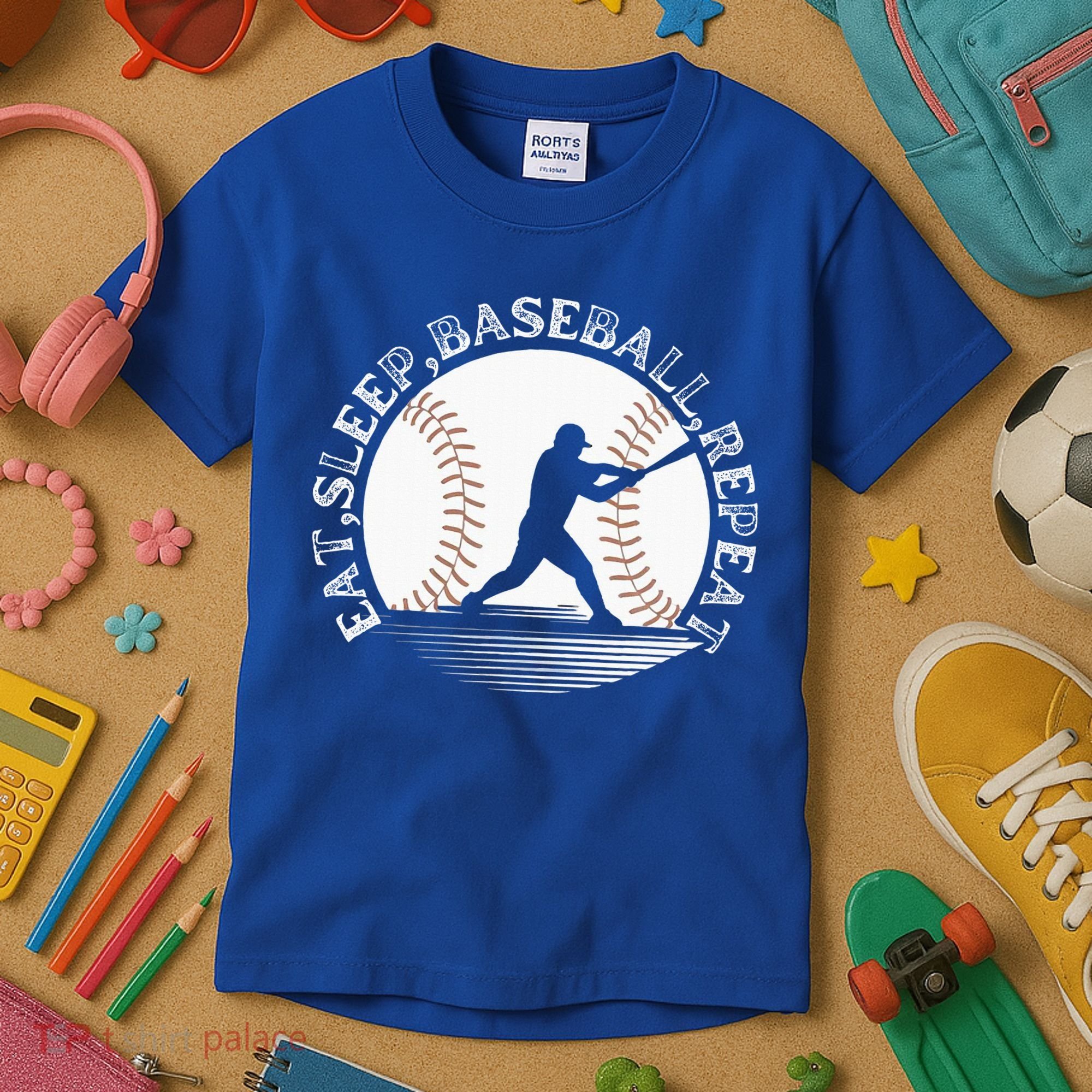 Eat Sleep Baseball Repeat Baseball Player Kids T-Shirt