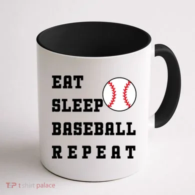 Eat Sleep Baseball Repeat Coffee Mug back