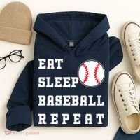 Eat Sleep Baseball Repeat Hoodie thumb 4