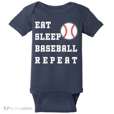 Eat Sleep Baseball Repeat Baby Bodysuit