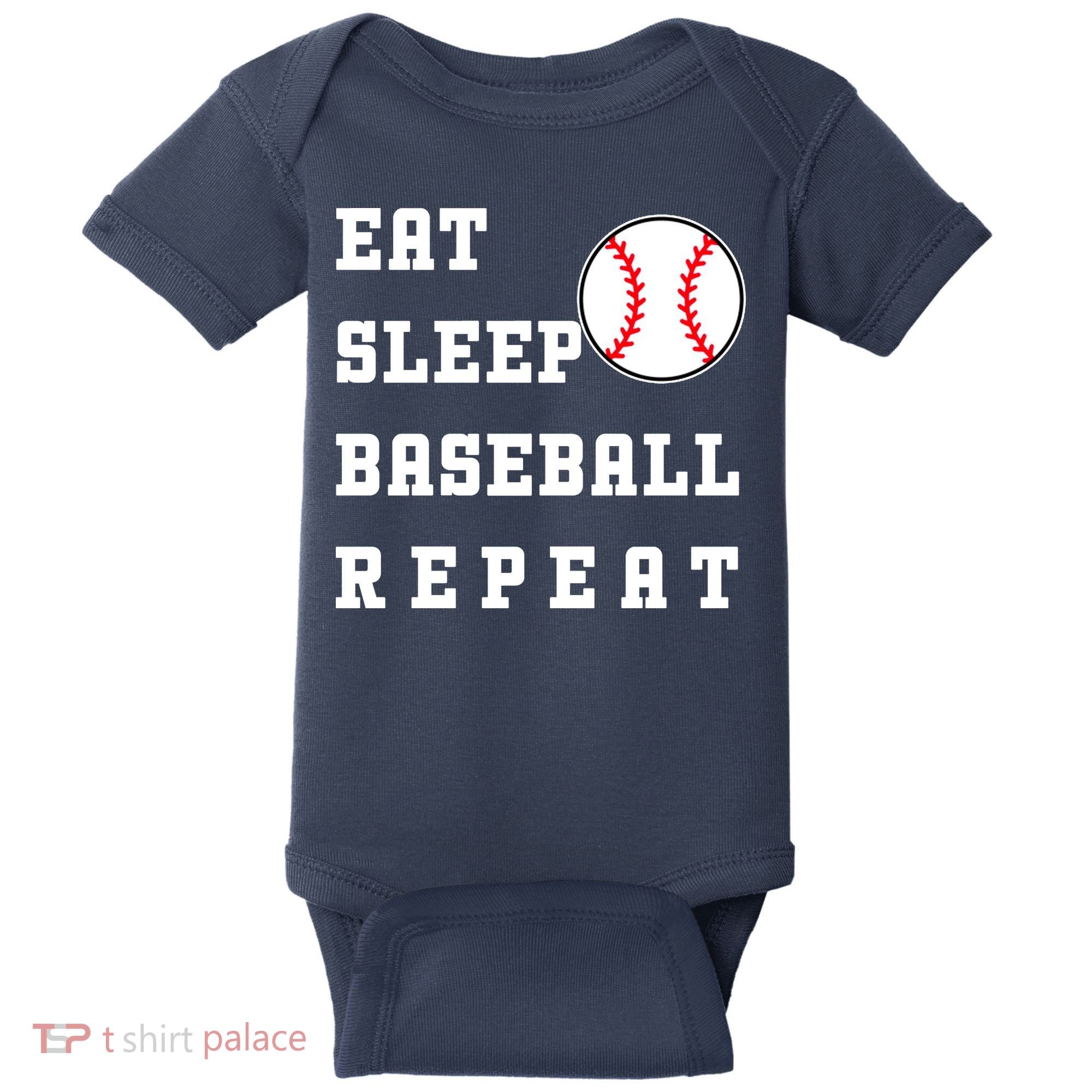Eat Sleep Baseball Repeat Baby Bodysuit