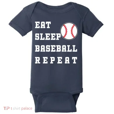 Eat Sleep Baseball Repeat Baby Bodysuit
